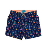 Boy's Seahorses and Coral Swim Trunks - Navy