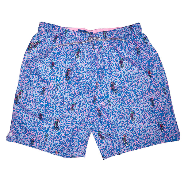 Rainbow Seahorses Cyclist Swim Trunks - Blue