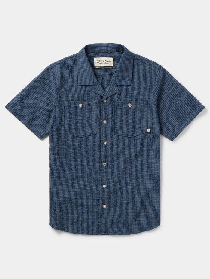 Coastal Seersucker Short Sleeve - Navy Blue