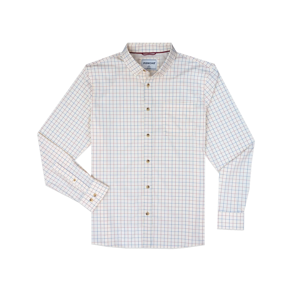 The Fairhope Ultra-Lite Long Sleeve - Maroon and Blue Plaid