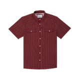 The Farmer Western Short Sleeve - Maroon and White Start Vertical Stripe