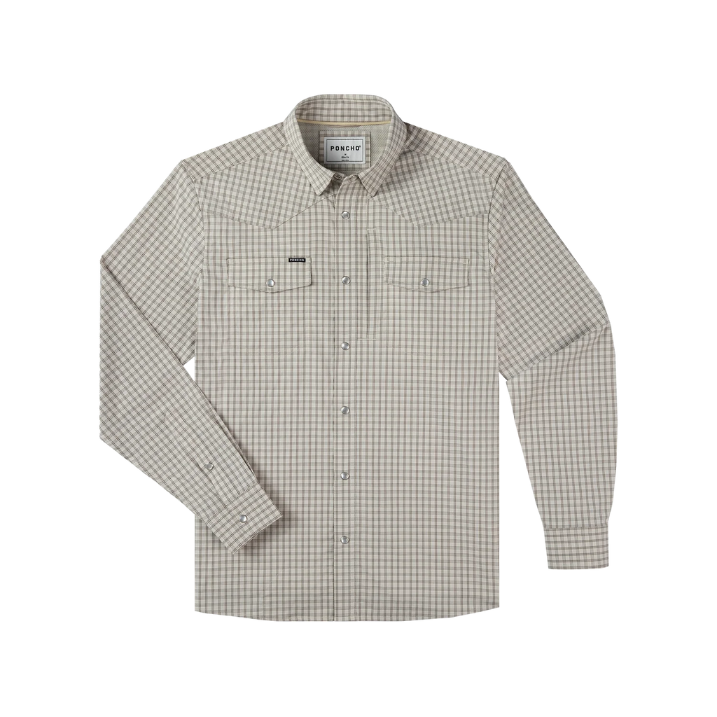 The Guthrie Western Long Sleeve - Brown Tan and Grey Plaid