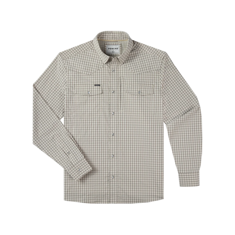 The Guthrie Western Long Sleeve - Brown Tan and Grey Plaid