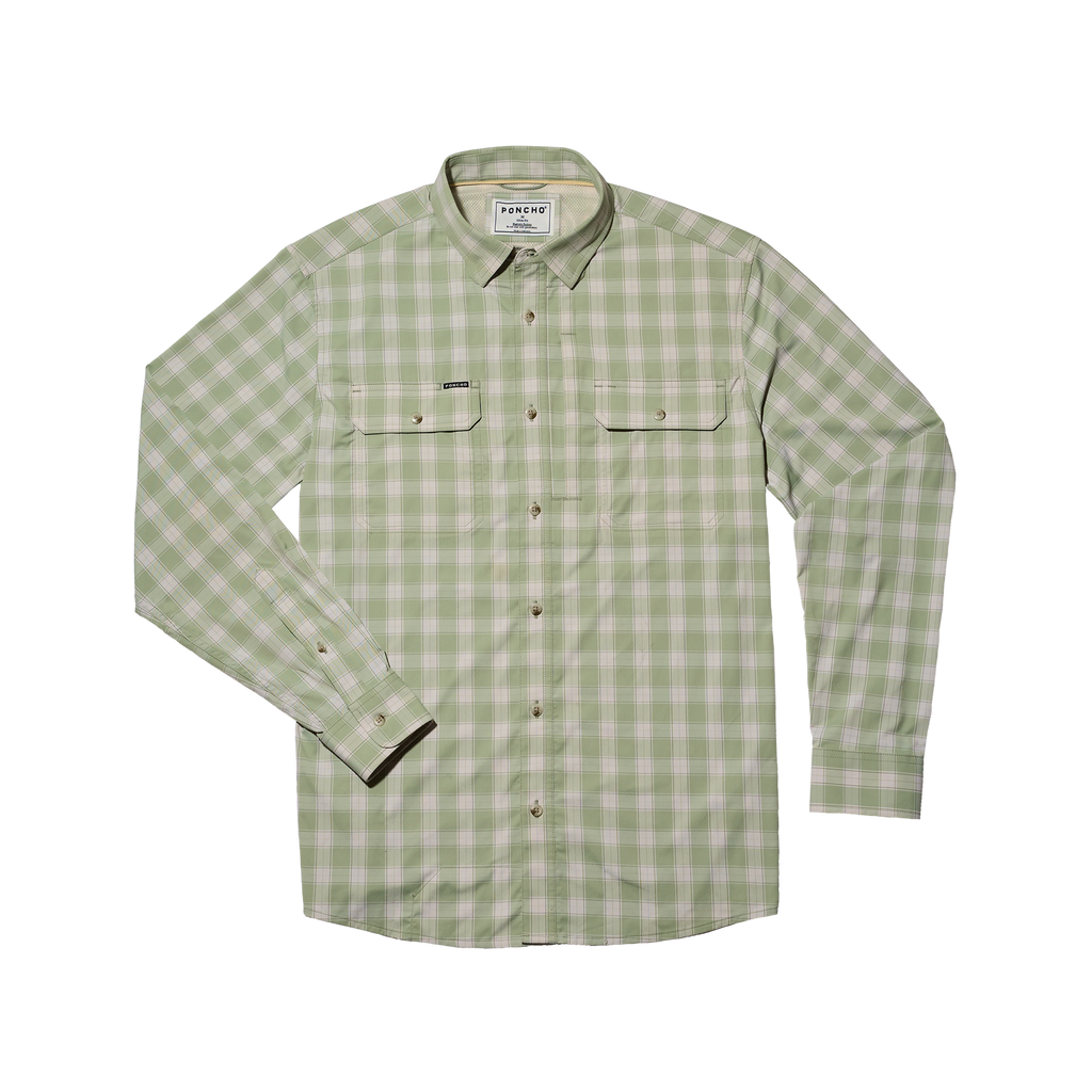 The Sapelo Original Long Sleeve - Sage Plaid