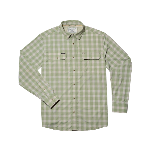 The Sapelo Original Long Sleeve - Sage Plaid