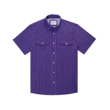 The Stockyard Western Short Sleeve - Purple and White Start Vertical Stripe