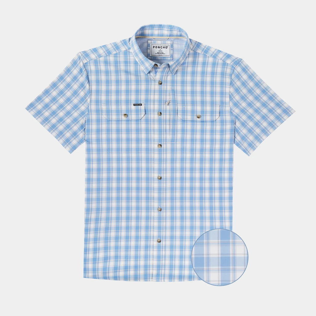 The Sun Valley Original Short Sleeve - Blue and Light Maroon Plaid