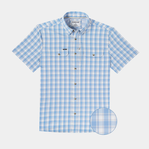 The Sun Valley Original Short Sleeve - Blue and Light Maroon Plaid