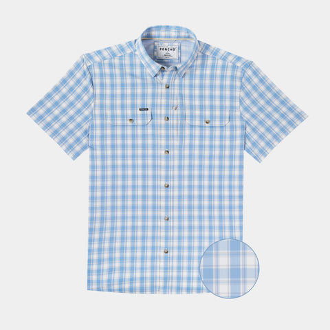 The Sun Valley Original Short Sleeve - Blue and Light Maroon Plaid