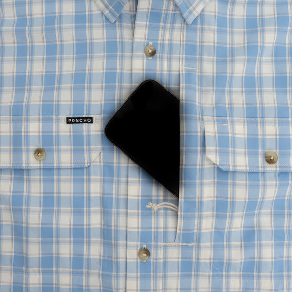 The Sun Valley Original Short Sleeve - Blue and Light Maroon Plaid