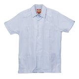 El Guapo Guayabera Shirts, Mexican Shirts for Men Light Blue White Woven 6