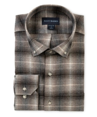 Plaid Cotton/Cashmere Ombre Shirt - Charcoal Heather
