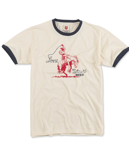 Ringer Lone Star T-Shirt - Cream/Navy