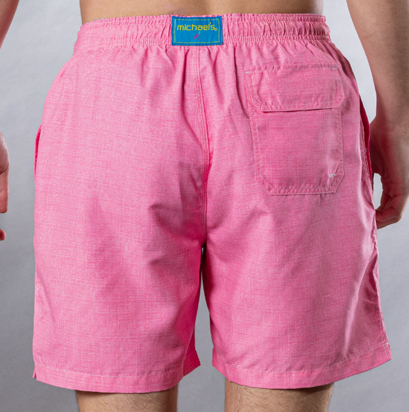 Solid Linen Cyclist Swim Trunk - Coral