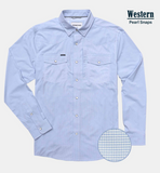 The Matagorda (Nueces) Western Long Sleeve - Mini Check Light Blue