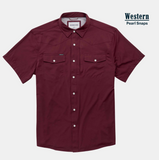 The Kyle Western Short Sleeve - Maroon Solid