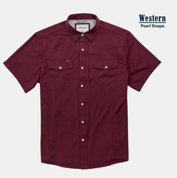 The Kyle Western Short Sleeve - Maroon Solid