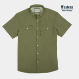 The Sabine Western Short Sleeve - Moss Green