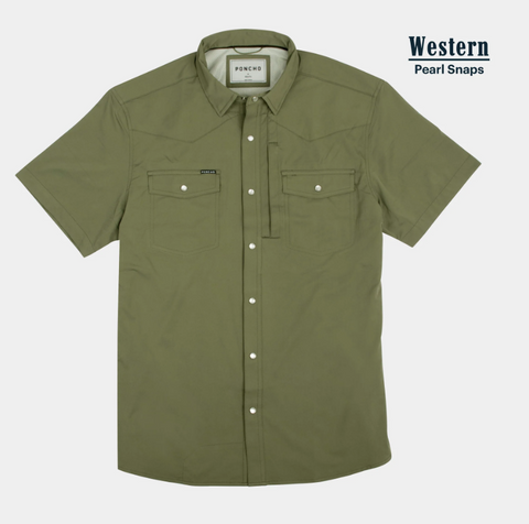 The Sabine Western Short Sleeve - Moss Green
