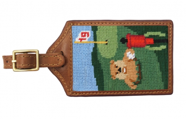 Gopher Golf Needlepoint Luggage Tag