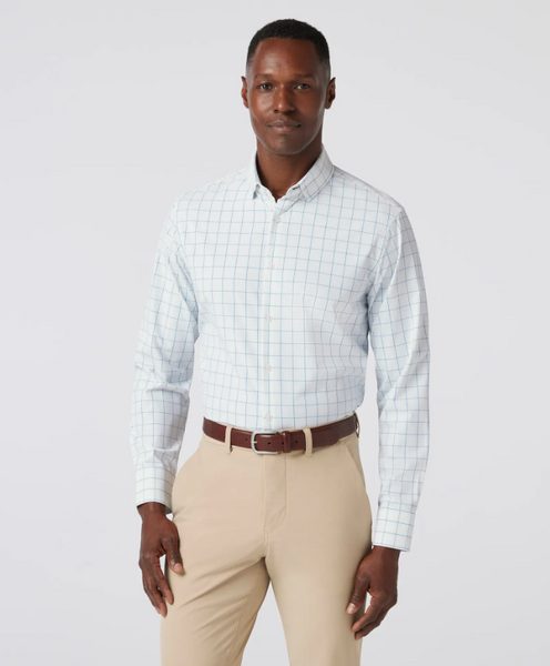 Leeward Button Down Shirt - White Modern Tattersall