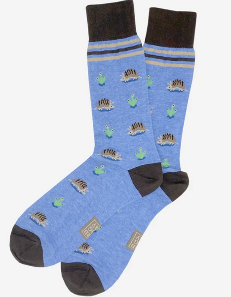 Armadillo Crossing Socks - Heather Blue