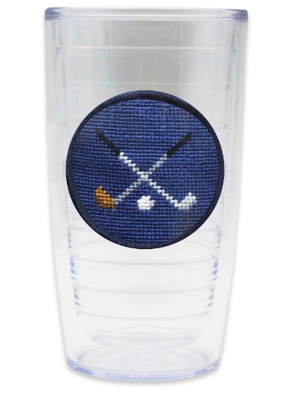 Crossed Clubs Needlepoint Tumbler