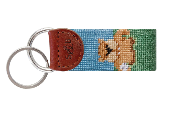 Gopher Golf Needlepoint Key Fob