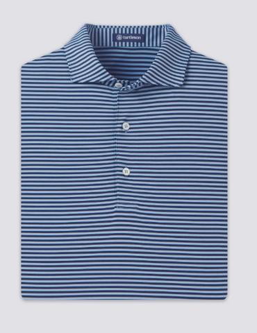 Edward Stripe Performance Polo - Admiral/Luxe Blue