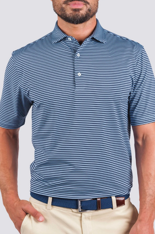 Edward Stripe Performance Polo - Admiral/Luxe Blue