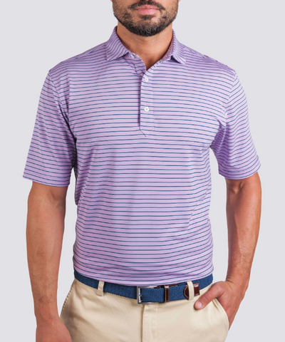 Trey Stripe Performance Polo - Quartz/Juniper