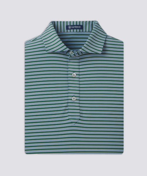 Waverly Stripe Performance Polo - Luxe Blue/Fir