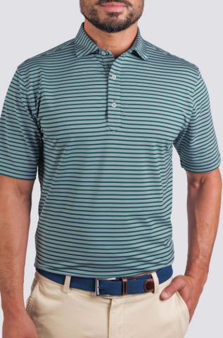 Waverly Stripe Performance Polo - Luxe Blue/Fir