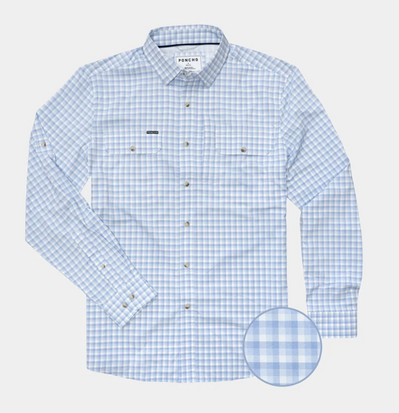 The Wahoo Original Long Sleeve - Blue & White Plaid