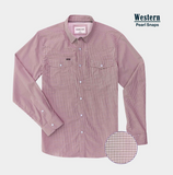The Good Bull Western Long Sleeve - Maroon Microcheck