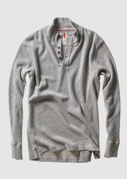 Bi-Waffle Mock Shirt - Pale Grey