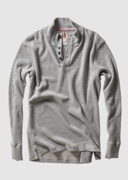 Bi-Waffle Mock Shirt - Pale Grey
