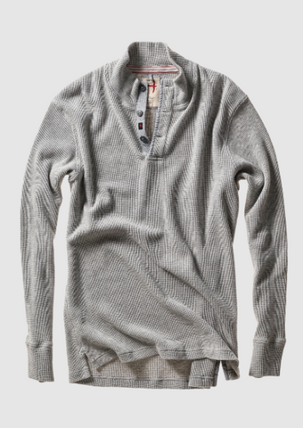Bi-Waffle Mock Shirt - Pale Grey
