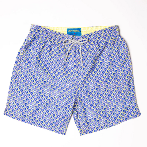 Floral Scallops Cyclist Swim Trunks - Purple