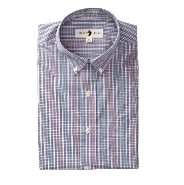 Stirling Plaid Cotton Poplin Sport Shirt - Stone Blue