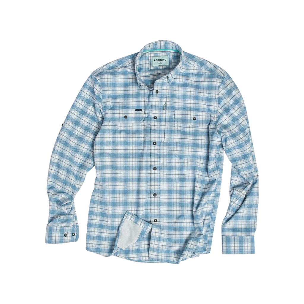 The Blue Bison Original Flannel Shirt - White and Blue Plaid