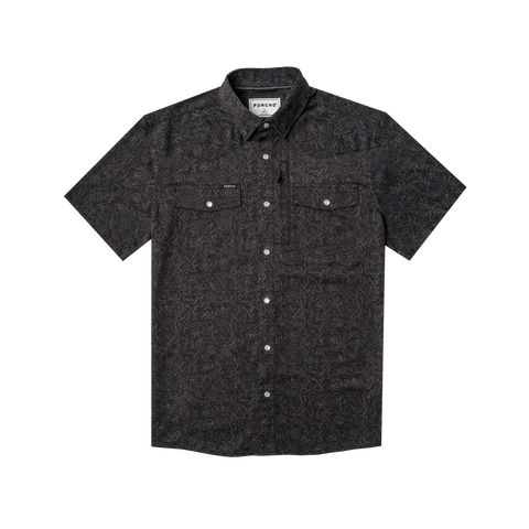 The John Coffee Western Short Sleeve - Black Floral Print