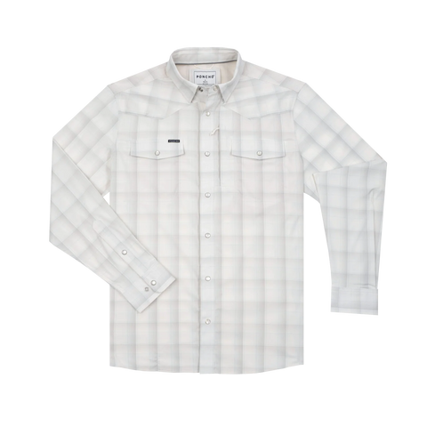 The Kalispell Western Long Sleeve - Grey Blue & Cream Plaid