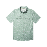 Youth Marty Robbins Western Short Sleeve - Green Daisy Floral Print