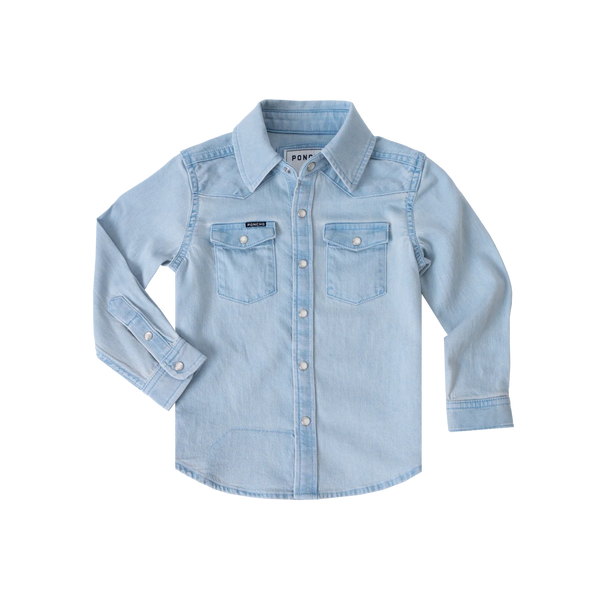 Youth Miller Western Denim Shirt - Light Wash