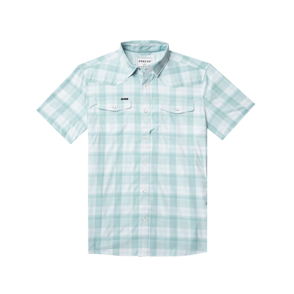 The Big Sky Western Short Sleeve - Teal and White Plaid