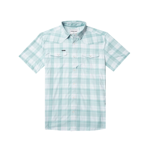 The Big Sky Western Short Sleeve - Teal and White Plaid