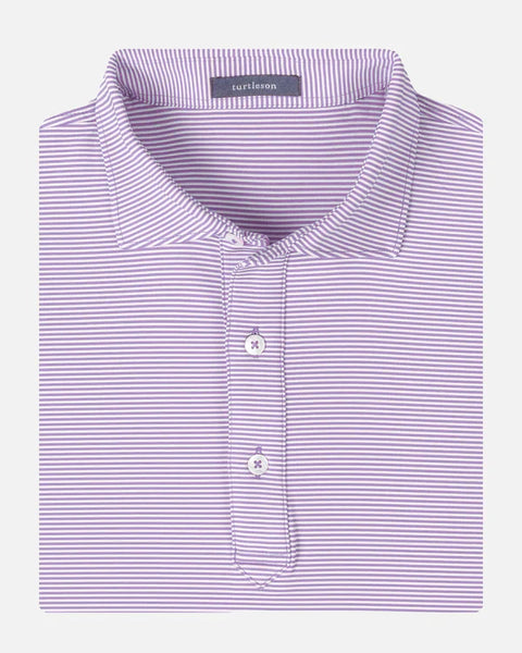 Carter Stripe Performance Polo - Lavender