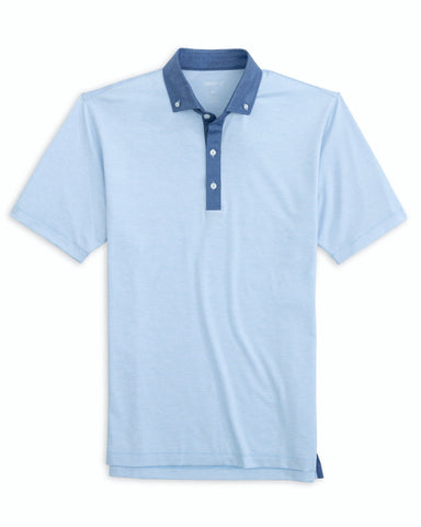 Walsh Striped Jersey Performance Polo - Gulf Blue