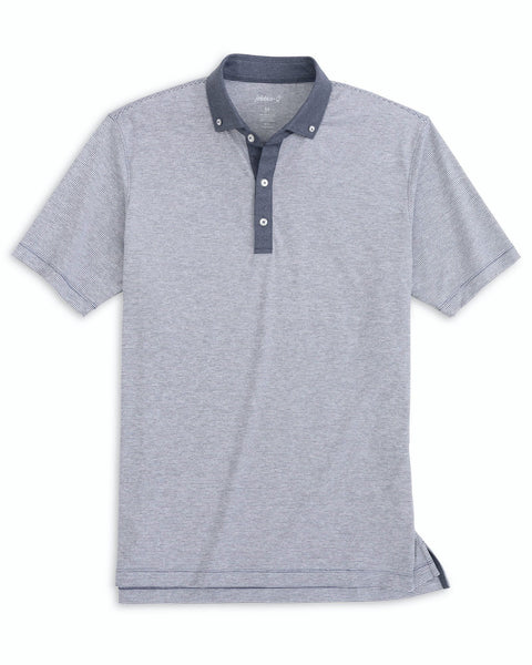 Walsh Striped Jersey Performance Polo - Heather Twilight